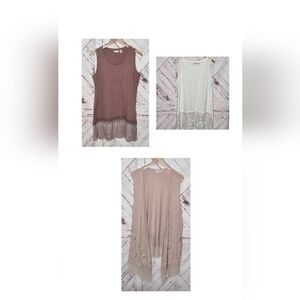 LOGO by Lori Goldstein Lacey Tank Tops & Duster BUNDLE